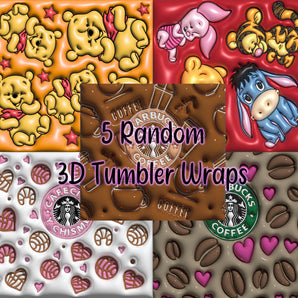 3D Tumbler Inflated Random Designs - Tumbler Templates - Tumbler Wrap - DIGITAL DOWNLOAD - PNG Files