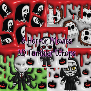 3D Tumbler Inflated Horror Character Designs - Tumbler Templates - Tumbler Wrap - DIGITAL DOWNLOAD - PNG Files