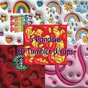 3D Tumbler Inflated Random Designs - Tumbler Templates - Tumbler Wrap - DIGITAL DOWNLOAD - PNG Files