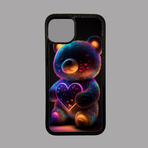 Neon Colourful Bear with Hearts Animals -  iPhone Case