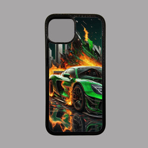Green Car in Flames -  iPhone Case