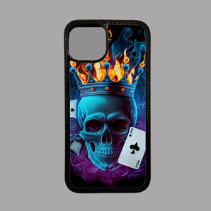 Fire Skull with Crown and Cards - iPhone Case