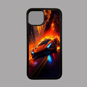 Red Ferrari Car in Flames -  iPhone Case