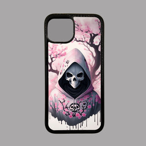 Skull with Hoodie and Pink Trees - iPhone Case