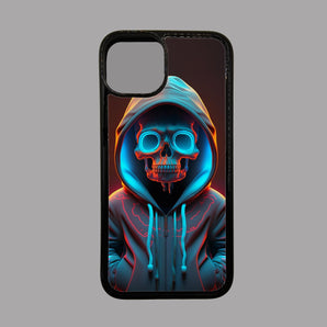 Evil Neon Skull in Hoodie - iPhone Case