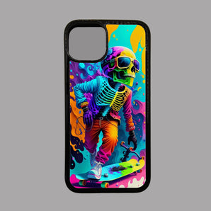 Colourful Skate Boarding Skull - iPhone Case