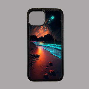 Neon Beach Scene and Moon -  iPhone Case