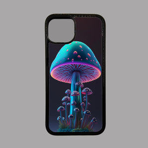 Blue and Pink Neon Mushrooms Highs -  iPhone Case