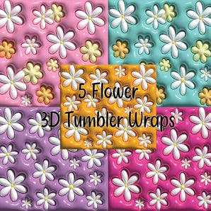 3D Tumbler Inflated Flower Designs - Tumbler Templates - Tumbler Wrap - DIGITAL DOWNLOAD - PNG Files