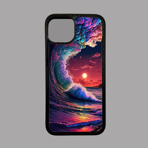 Multicolour Waves and Moon -  iPhone Case