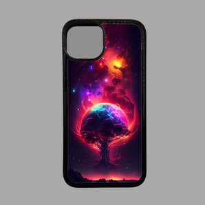 Neon Moon and Tree in the Night Sky -  iPhone Case