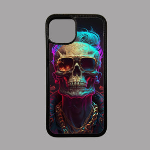 Gangster Skull with Glasses and Chain - iPhone Case