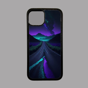 Purple and Green Night on the Road -  iPhone Case