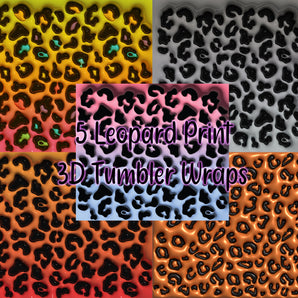 3D Tumbler Inflated Leopard Print Designs - Tumbler Templates - Tumbler Wrap - DIGITAL DOWNLOAD - PNG Files