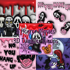 3D Tumbler Inflated Horror Character Designs - Tumbler Templates - Tumbler Wrap - DIGITAL DOWNLOAD - PNG Files