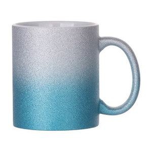11oz Silver and Blue Glitter Mugs - x36 FULL BOX