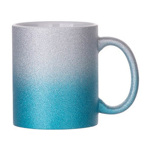 11oz Silver and Blue Glitter Mugs - x36 FULL BOX