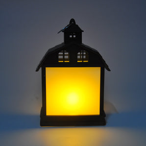 LED Plastic House Lantern - Black